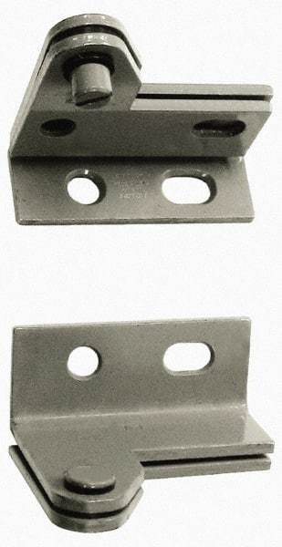 Stanley - 1-1/2" Long x 1.06" Wide x 11/84" Thick, Satin Chrome Finish Steel, Right Hand Wardrobe Pivot Hinge - 1/4" Pin Diam, 4 Holes, 1-1/8 Min Door Thickness, 75 Lb Capacity, 1" Leaf Height - Apex Tool & Supply
