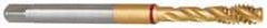 Guhring - M12x1.25 Metric Fine 3 Flute 6H Modified Bottoming Spiral Flute Tap - Powdered Metal, TiN Finish, 100mm OAL, Right Hand Flute, Right Hand Thread, Series 4121 - Apex Tool & Supply