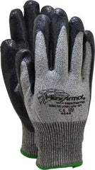 HexArmor - Size L (9), ANSI Cut Lvl A8, Puncture Lvl 5, Nitrile Coated Cut & Puncture Resistant Gloves - Palm & Fingers Coated, SuperFabric/HPPE Lining, Knit Wrist, Gray/Black, Paired - Apex Tool & Supply