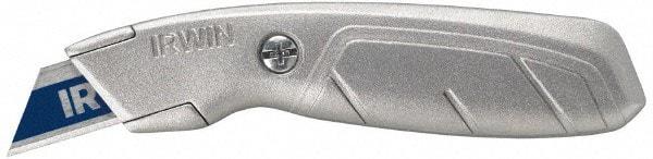 Irwin - Fixed Utility Knife - 2-1/4" Blade, Silver Aluminum Handle, 1 Blade Included - Apex Tool & Supply