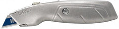Irwin - Retractable Utility Knife - 2-1/4" Blade, Silver Aluminum Handle, 1 Blade Included - Apex Tool & Supply