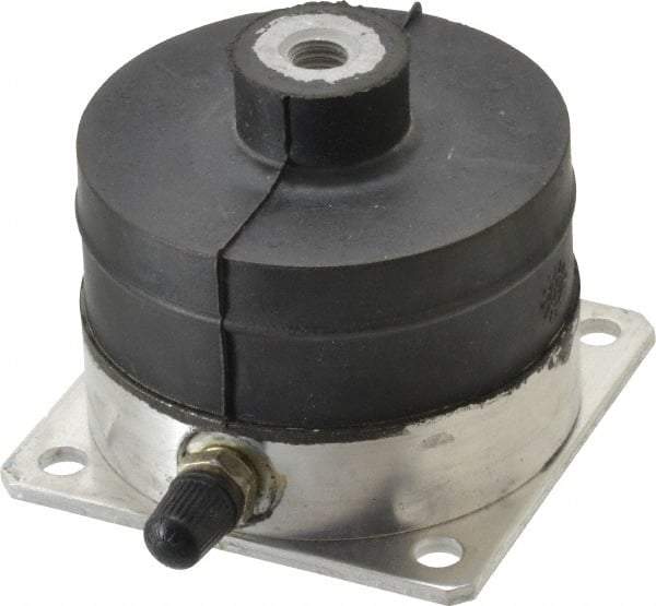 Tech Products - 3/8-16 Bolt Thread, 3" Long x 3" Wide x 2-1/2" High Pneumatic Stud Mount Leveling Pad & Mount - 100 Max Lb Capacity, 2.89" Base Diam - Apex Tool & Supply