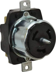 Hubbell Wiring Device-Kellems - 480 VAC, 50 Amp, Self Grounding Receptacle - 3 Poles, 4 Wire, Female End, Black - Apex Tool & Supply