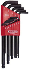 Proto - 13 Piece L-Key Ball End Hex Key Set - Hex Range 0.05 to 3/8", Carbon Steel - Apex Tool & Supply