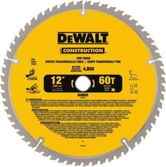 DeWALT - 12" Diam, 1" Arbor Hole Diam, 60 Tooth Wet & Dry Cut Saw Blade - Carbide-Tipped, Fine Finishing Action, Standard Round Arbor - Apex Tool & Supply