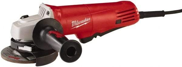Milwaukee Tool - 4-1/2" Wheel Diam, 10,000 RPM, Corded Angle & Disc Grinder - 5/8-11 Spindle, 120 Volts, 7.5 Amps, Side Exhaust - Apex Tool & Supply