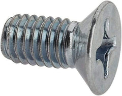 Value Collection - M6x1.00 Metric Coarse, 12mm OAL Phillips Drive Machine Screw - Flat Head, Grade 4.8 Steel, Zinc-Plated Finish, Without Washer - Apex Tool & Supply