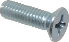 Value Collection - M6x1.00 Metric Coarse, 20mm OAL Phillips Drive Machine Screw - Flat Head, Grade 4.8 Steel, Zinc-Plated Finish, Without Washer - Apex Tool & Supply