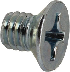 Value Collection - M6x1.00 Metric Coarse, 8mm OAL Phillips Drive Machine Screw - Flat Head, Grade 4.8 Steel, Zinc-Plated Finish, Without Washer - Apex Tool & Supply