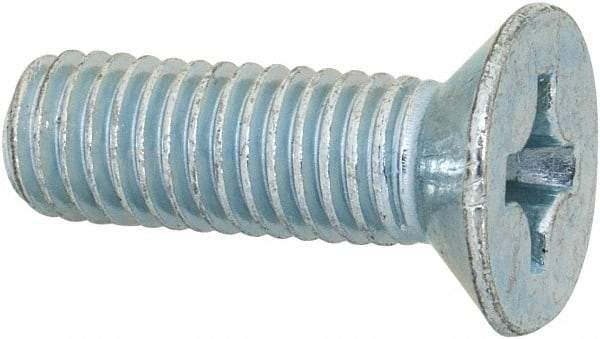 Value Collection - M8x1.25 Metric Coarse, 25mm OAL Phillips Drive Machine Screw - Flat Head, Grade 4.8 Steel, Zinc-Plated Finish, Without Washer - Apex Tool & Supply