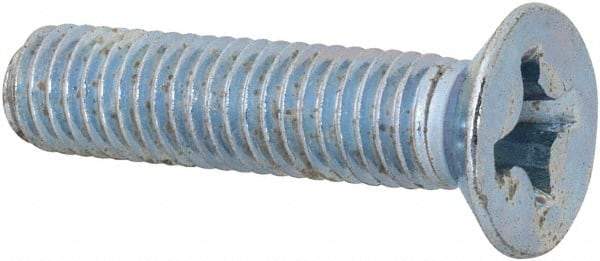 Value Collection - M8x1.25 Metric Coarse, 35mm OAL Phillips Drive Machine Screw - Flat Head, Grade 4.8 Steel, Zinc-Plated Finish, Without Washer - Apex Tool & Supply