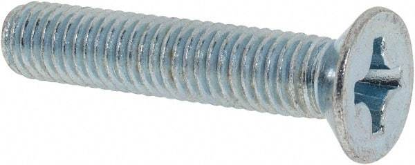 Value Collection - M8x1.25 Metric Coarse, 40mm OAL Phillips Drive Machine Screw - Flat Head, Grade 4.8 Steel, Zinc-Plated Finish, Without Washer - Apex Tool & Supply