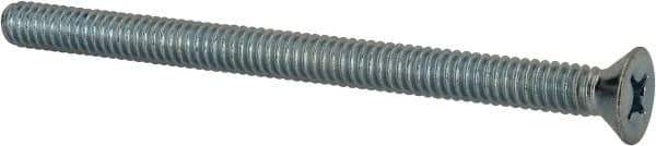 Value Collection - 1/4-20 UNC, 3-1/2" OAL Phillips Drive Machine Screw - Flat Head, Grade J82 Steel, Zinc-Plated Finish, Without Washer - Apex Tool & Supply