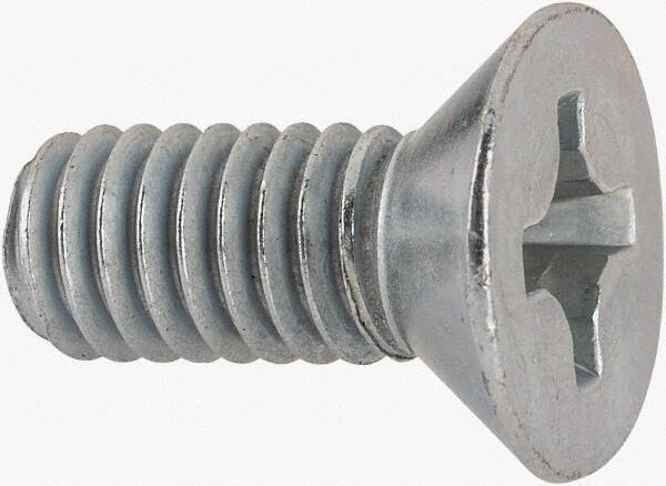 Value Collection - 5/16-18 UNC, 3/4" OAL Phillips Drive Machine Screw - Flat Head, Grade J82 Steel, Zinc-Plated Finish, Without Washer - Apex Tool & Supply