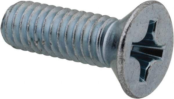 Value Collection - 5/16-18 UNC, 1" OAL Phillips Drive Machine Screw - Flat Head, Grade J82 Steel, Zinc-Plated Finish, Without Washer - Apex Tool & Supply