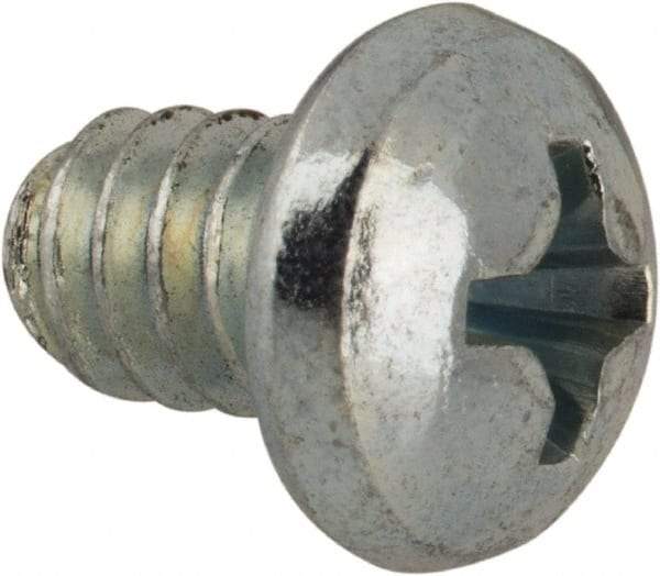 Value Collection - #10-24 UNC, 1/4" Length Under Head Phillips Drive Machine Screw - Round Head, Grade J82 Steel, Zinc-Plated Finish, Without Washer - Apex Tool & Supply