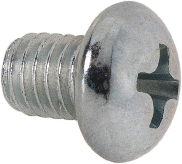 Value Collection - #10-32 UNF, 1/4" Length Under Head Phillips Drive Machine Screw - Round Head, Grade J82 Steel, Zinc-Plated Finish, Without Washer - Apex Tool & Supply