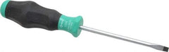 Wera - 198mm OAL Standard Slotted Screwdriver - 100mm Blade Length, Round Shank, Ergonomic Handle - Apex Tool & Supply
