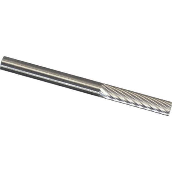 Made in USA - 3mm Cut Diam, 0.2362" Shank Diam, Cylinder Head Double Cut Burr - Carbide, 12.7mm LOC, 50mm OAL - Apex Tool & Supply