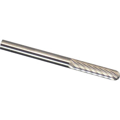 Made in USA - 3/32" Cut Diam, 1/8" Shank Diam, Cylinder with Radius Head Chipbreaker Cut Burr - Carbide, 7/16" LOC, 3" OAL - Apex Tool & Supply