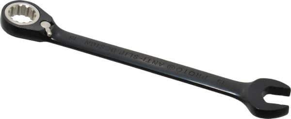 Proto - 15mm 12 Point Combination Wrench - 15° Head Angle, 7-7/8" OAL, Steel, Black Chrome Finish - Apex Tool & Supply