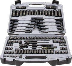 Stanley - 99 Piece 1/4 & 3/8" Drive Standard Deep Socket Set - 6 Points, 1/4 to 7/8", 4 to 19mm, Inch/Metric Measurement Standard - Apex Tool & Supply