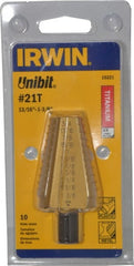 Irwin - 10 Hole Sizes, 13/16 to 1-3/8" Hole Diam High Speed Steel Standard Point Step Drill Bit - Apex Tool & Supply