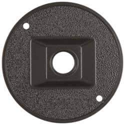 Cooper Crouse-Hinds - 1 Outlet, 1/2" Hole Diam, Powder Coat Finish, Round Noncorrosive Weatherproof Box Cover - 4-1/2" Wide x 9/16" High, Wet Locations, Aluminum, UL Listed - Apex Tool & Supply
