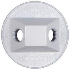 Cooper Crouse-Hinds - 2 Outlet, 1/2" Hole Diam, Powder Coat Finish, Round Noncorrosive Weatherproof Box Cover - 4-1/2" Wide x 9/16" High, Wet Locations, Aluminum, UL Listed - Apex Tool & Supply