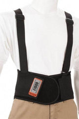 Ergodyne - Size XS, Elastic Belt with Adjustable Shoulder Straps - 22 to 25" Waist, 9" Wide, Detachable Strap, Black - Apex Tool & Supply