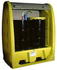 Enpac - 4 Drum, 66 Gal Sump Capacity, Pallet with Rolltop Hardcover - 69" High, Vertical Storage, Polyethylene - Apex Tool & Supply