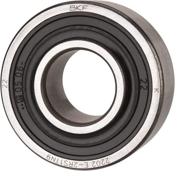 SKF - 15mm Bore Diam, 35mm OD, Double Seal Self Aligning Radial Ball Bearing - 14mm Wide, 2 Rows, Round Bore, 459 Lb Static Capacity, 1,960 Lb Dynamic Capacity - Apex Tool & Supply