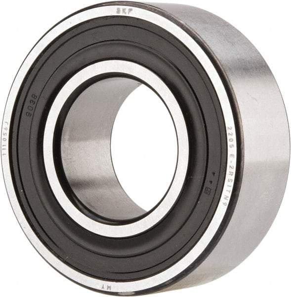 SKF - 25mm Bore Diam, 52mm OD, Double Seal Self Aligning Radial Ball Bearing - 18mm Wide, 2 Rows, Round Bore, 989 Lb Static Capacity, 3,780 Lb Dynamic Capacity - Apex Tool & Supply
