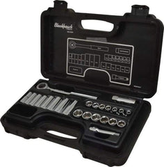 Blackhawk by Proto - 24 Piece 3/8" Drive Deep Well Socket Set - 6 Points, 5/8" to 5/8" 7mm to 19mm Range, Metric Measurement Standard - Apex Tool & Supply