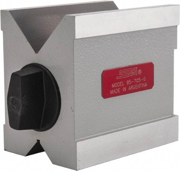 SPI - 0.19 to 70mm Capacity, 90° Angle, Steel V-Block - 3-15/16" Long x 2-3/4" Wide x 3-3/4" High, Sold as Individual - Apex Tool & Supply