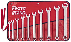 Proto - 10 Piece, 7/16" to 1", 6 Point Combination Wrench Set - Inch Measurement Standard, Satin Chrome Finish, Comes in Nylon Roll - Apex Tool & Supply