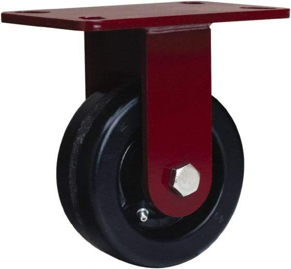 Hamilton - 5" Diam x 2" Wide x 6-3/4" OAH Top Plate Mount Rigid Caster - Phenolic, 1,000 Lb Capacity, Straight Roller Bearing, 4-1/2 x 6-1/2" Plate - Apex Tool & Supply