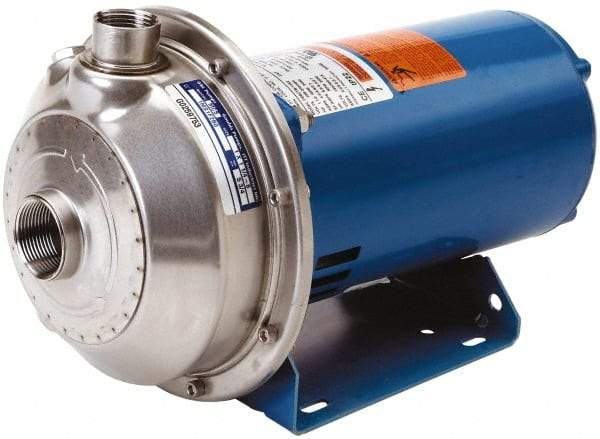 Goulds Pumps - TEFC Motor, 208-230/460 Volt, 9.8/4.9 Amp, 3 Phase, 3 HP, 3500 RPM, 316L Stainless Steel Straight Pump - 1-1/4 Inch Inlet, 1 Inch Outlet, 67 Max Head psi, 316L Stainless Steel Impeller, Carbon Ceramic Buna Seal, 155 Ft. Shut Off - Apex Tool & Supply