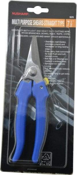 Value Collection - 3" LOC, 7-1/2" OAL Light Duty Shears - Ambidextrous, Plastic Straight Handle, For General Purpose Use - Apex Tool & Supply