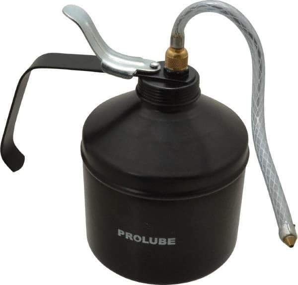 PRO-LUBE - 1,000 mL Capcity, 9" Long Flexible Spout, Lever-Type Oiler - Steel Pump, Steel Body, Powder Coated - Apex Tool & Supply