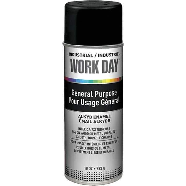 Krylon - Black, Flat, Enamel Spray Paint - 9 to 13 Sq Ft per Can, 10 oz Container, Use on Ceramics, Glass, Metal, Plaster, Wood - Apex Tool & Supply
