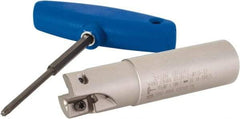 Iscar - 1" Cut Diam, 0.472" Max Depth of Cut, 1" Shank Diam, 4" OAL, Indexable Square Shoulder Helical End Mill - H490 AN.X 12 Inserts, Weldon Shank, 90° Lead Angle, Through Coolant, Series Helido - Apex Tool & Supply