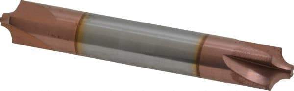 Accupro - 1/8" Radius, 3/8" Mill Diam, 4 Flute Solid Carbide Corner Rounding End Mill - Double End, TiCN Finish, 2-1/2" OAL, 3/8" Shank Diam - Apex Tool & Supply