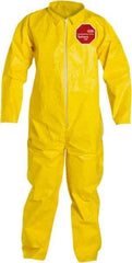 Dupont - Size M PE Film Chemical Resistant Coveralls - Yellow, Zipper Closure, Open Cuffs, Open Ankles, Serged Seams - Apex Tool & Supply