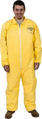 Dupont - Size 2XL PE Film Chemical Resistant Coveralls - Yellow, Zipper Closure, Elastic Cuffs, Elastic Ankles, Serged Seams - Apex Tool & Supply