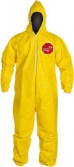 Dupont - Size XL PE Film Chemical Resistant Coveralls - Yellow, Zipper Closure, Elastic Cuffs, Elastic Ankles, Serged Seams - Apex Tool & Supply