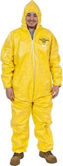 Dupont - Size 2XL PE Film Chemical Resistant Coveralls - Yellow, Zipper Closure, Elastic Cuffs, Elastic Ankles, Serged Seams - Apex Tool & Supply
