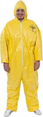 Dupont - Size 4XL PE Film Chemical Resistant Coveralls - Yellow, Zipper Closure, Elastic Cuffs, Elastic Ankles, Serged Seams - Apex Tool & Supply
