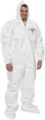 Dupont - Size 3XL Saranex Chemical Resistant Coveralls - White, Zipper Closure, Elastic Cuffs, Open Ankles, Bound Seams - Apex Tool & Supply