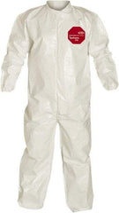 Dupont - Size 2XL Saranex Chemical Resistant Coveralls - White, Zipper Closure, Elastic Cuffs, Elastic Ankles, Bound Seams - Apex Tool & Supply